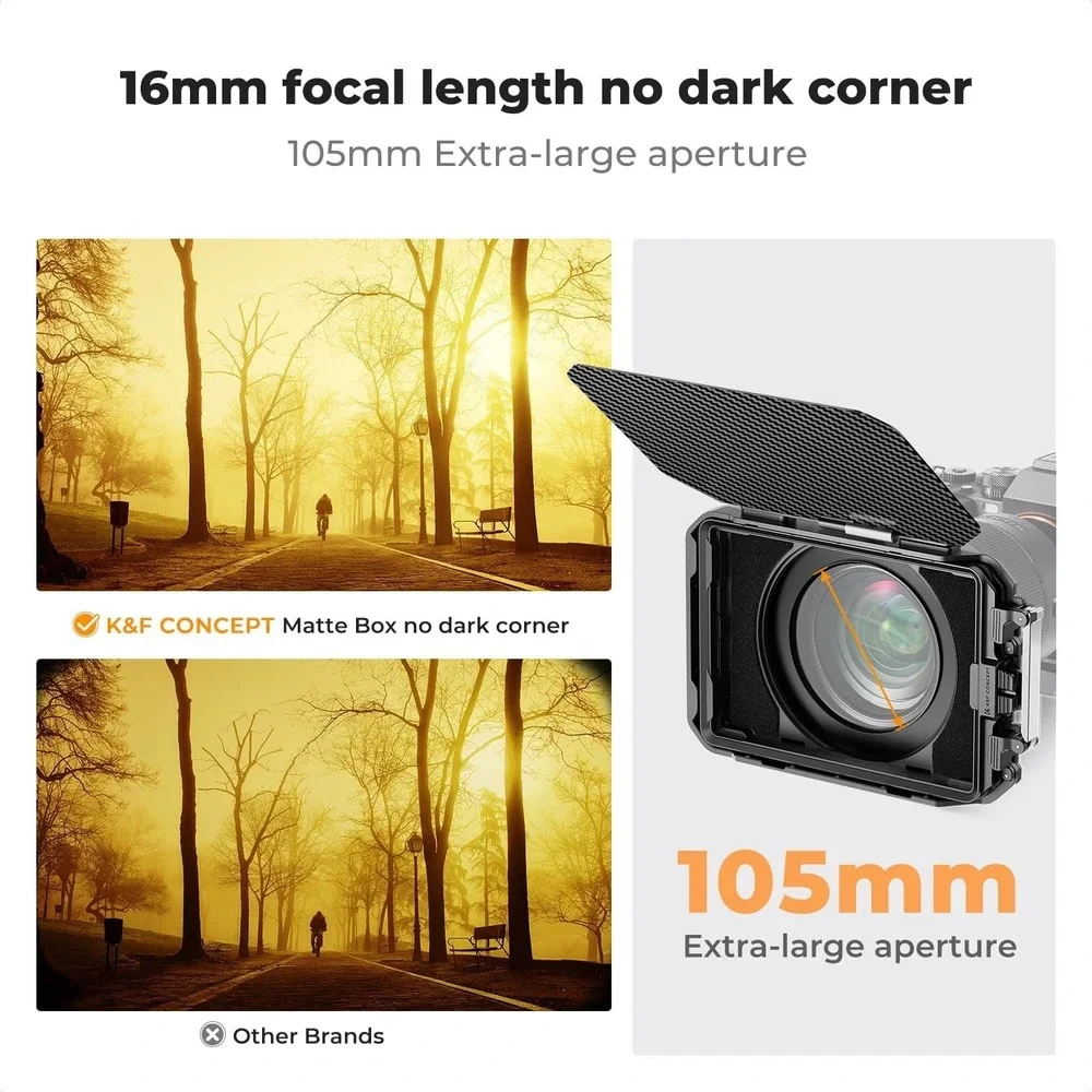 K&F Concept Matte Box Kit w/ Black Mist Filter &‎ Adapter Rings 67–95mm DSLR